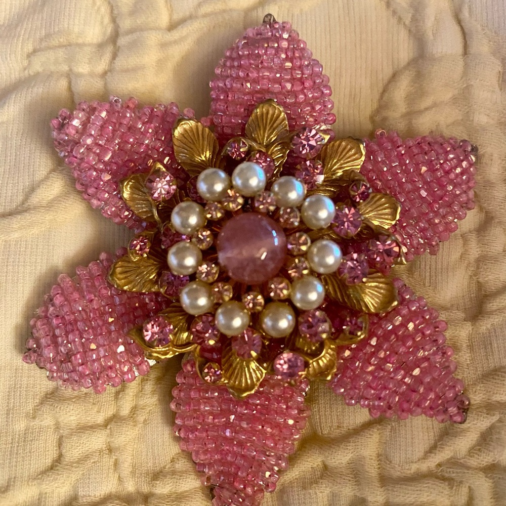 Miriam Haskell vintage beaded/rhinestone pin